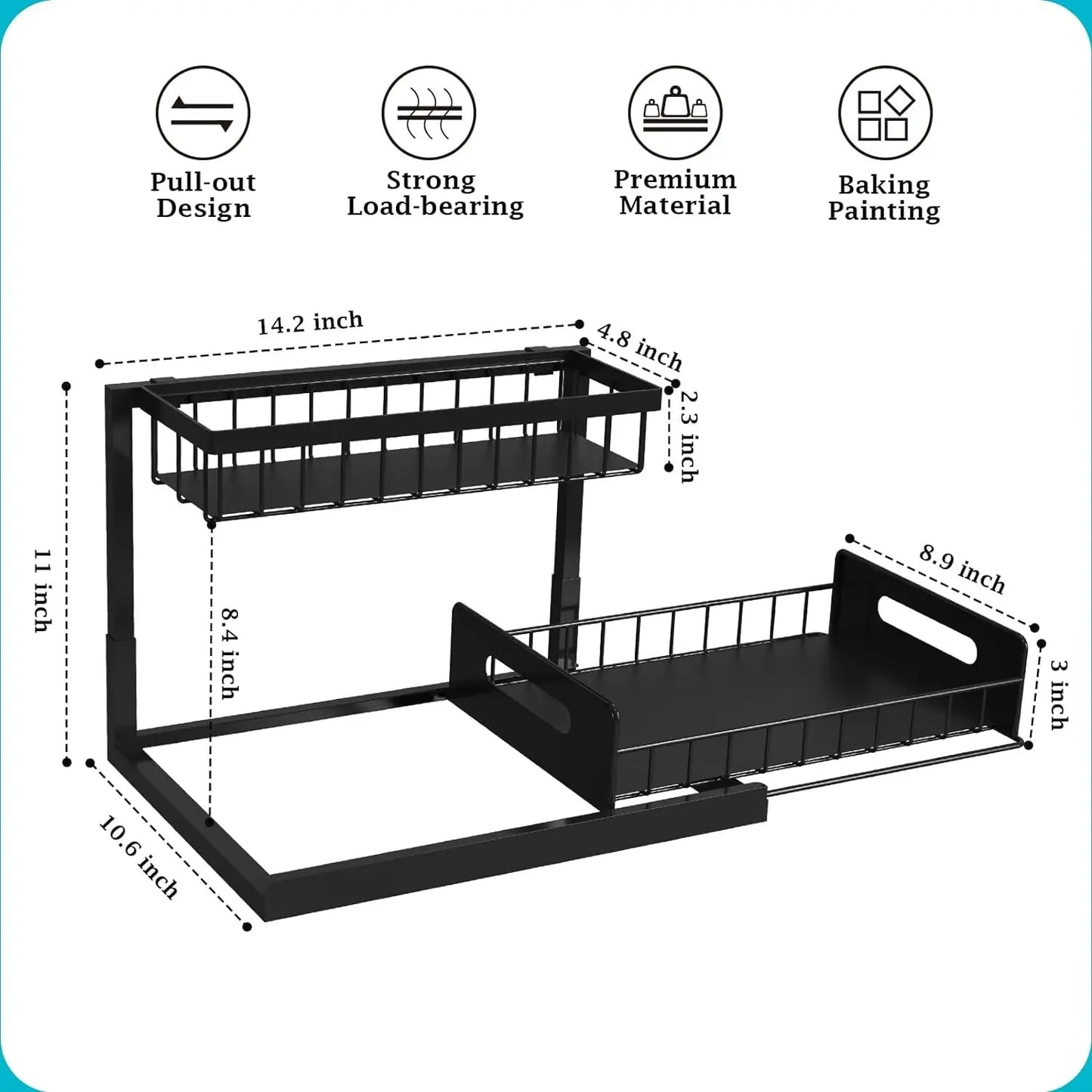 2-Tier Slide-Out Under-Sink Organizer - L-Shaped Space Maximizer