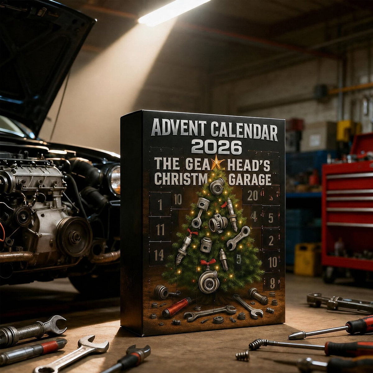 2026 Car Parts Advent Calendar - 24-Day Garage-Themed Countdown with Tools and Workshop Designs