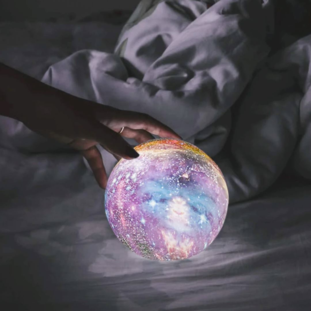 3D Galaxy Moon Table Lamp - Rechargeable LED Night Light - Multicolor - Image 5