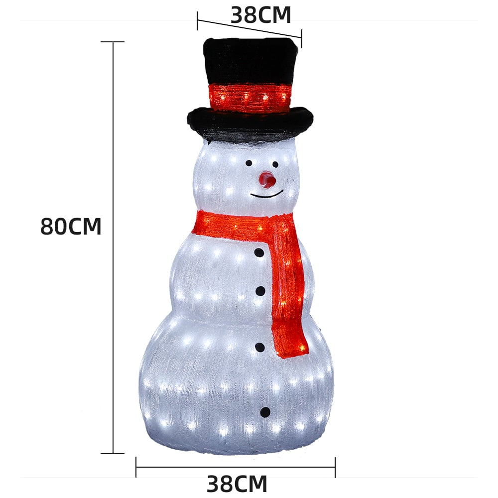 Acrylic Snowman with LED Lights - Height 80 cm