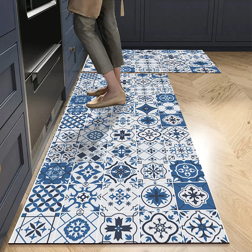 Anti-Slip Kitchen Rug - Modern Runner Rug - Hallway Mat - Floral Tile Pattern - Image 45