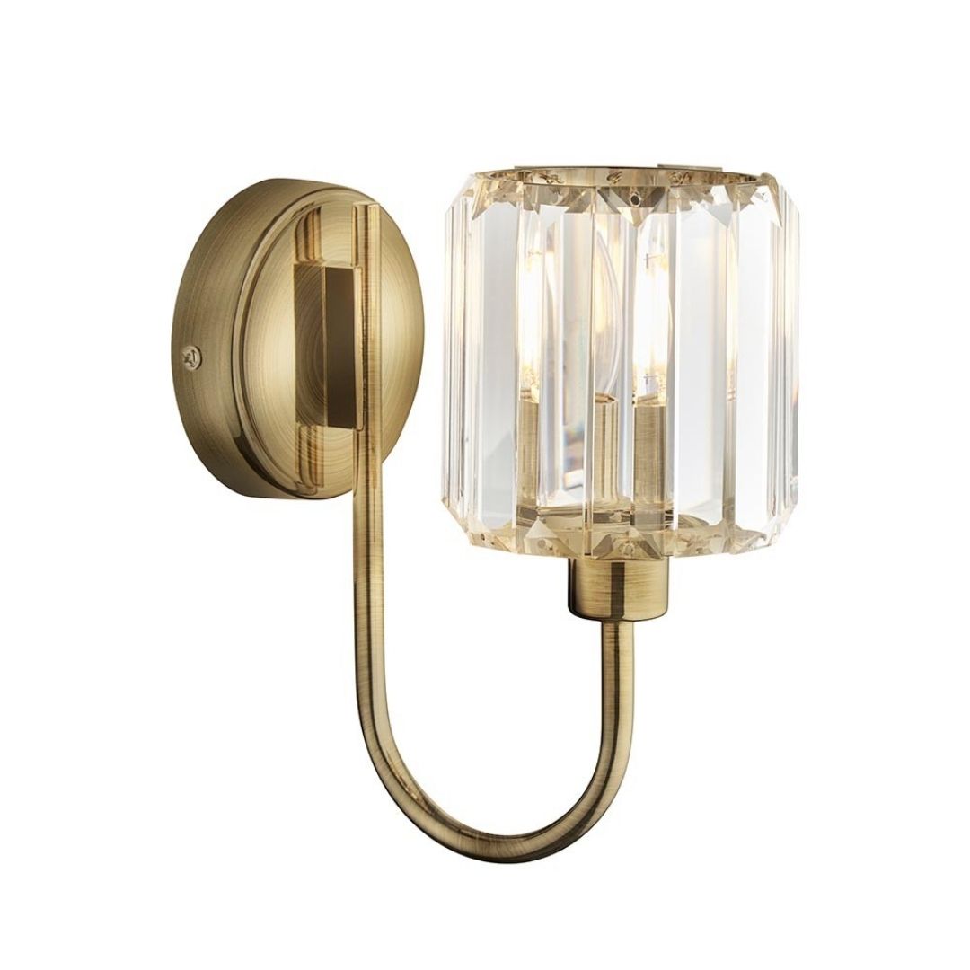 Antique Brass Wall Sconce with Faceted Shade