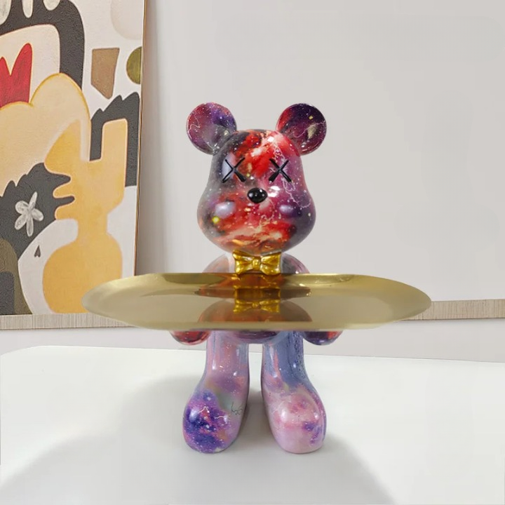 Bear Figurine with Tray - Decorative Resin Storage for Keys & Small Items - Modern Decor - Image 12