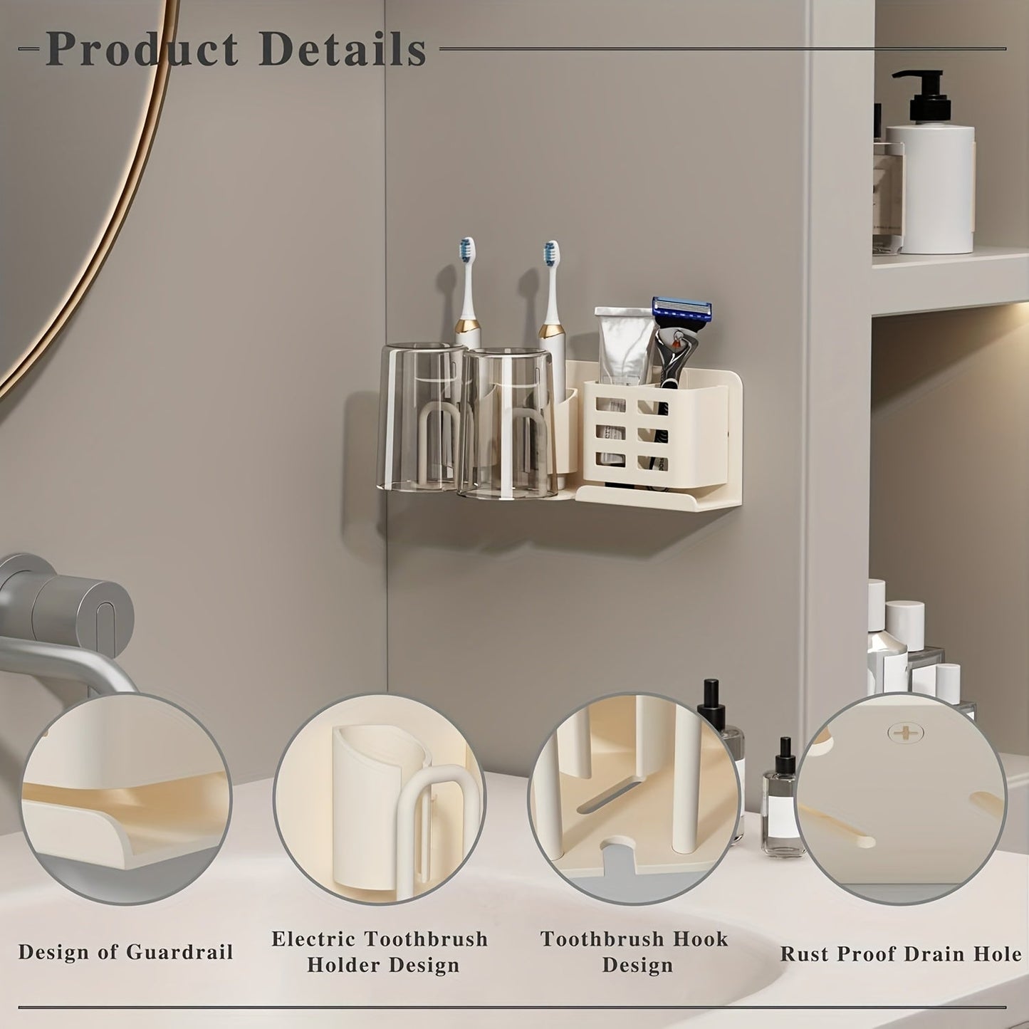Bella | BristleHub Wall-Mounted Electric Toothbrush Holder – Aluminium Bathroom Organiser with Drainage Holes