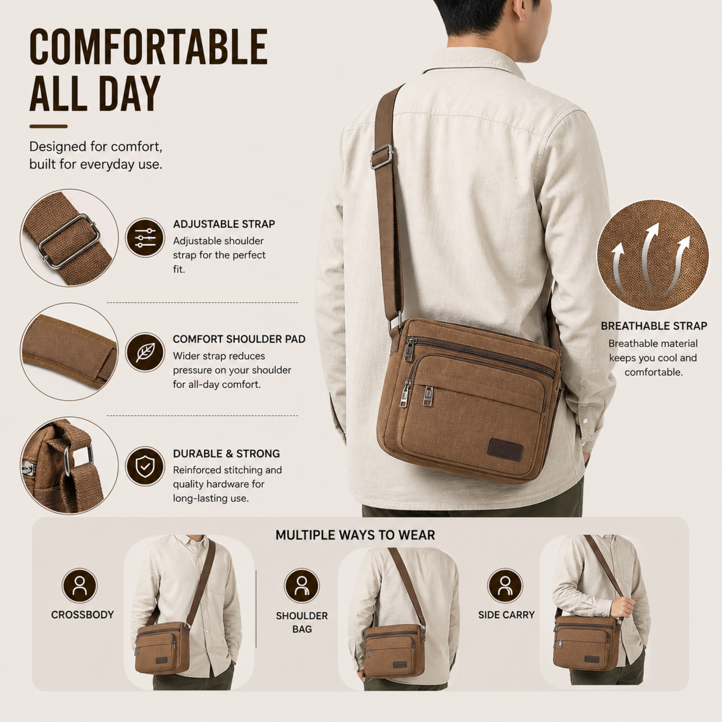 Bella Canvas Crossbody Messenger Bag