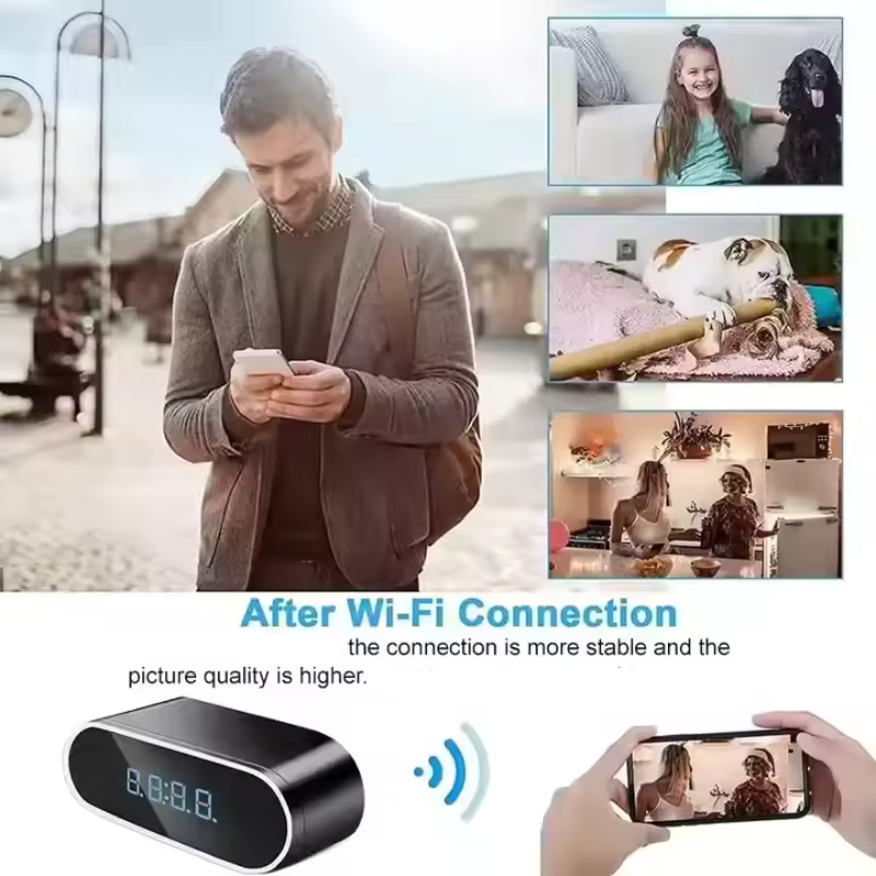Bella | Nightstand Clock Video Camera with Night Vision and Motion Detection Wi-Fi Control