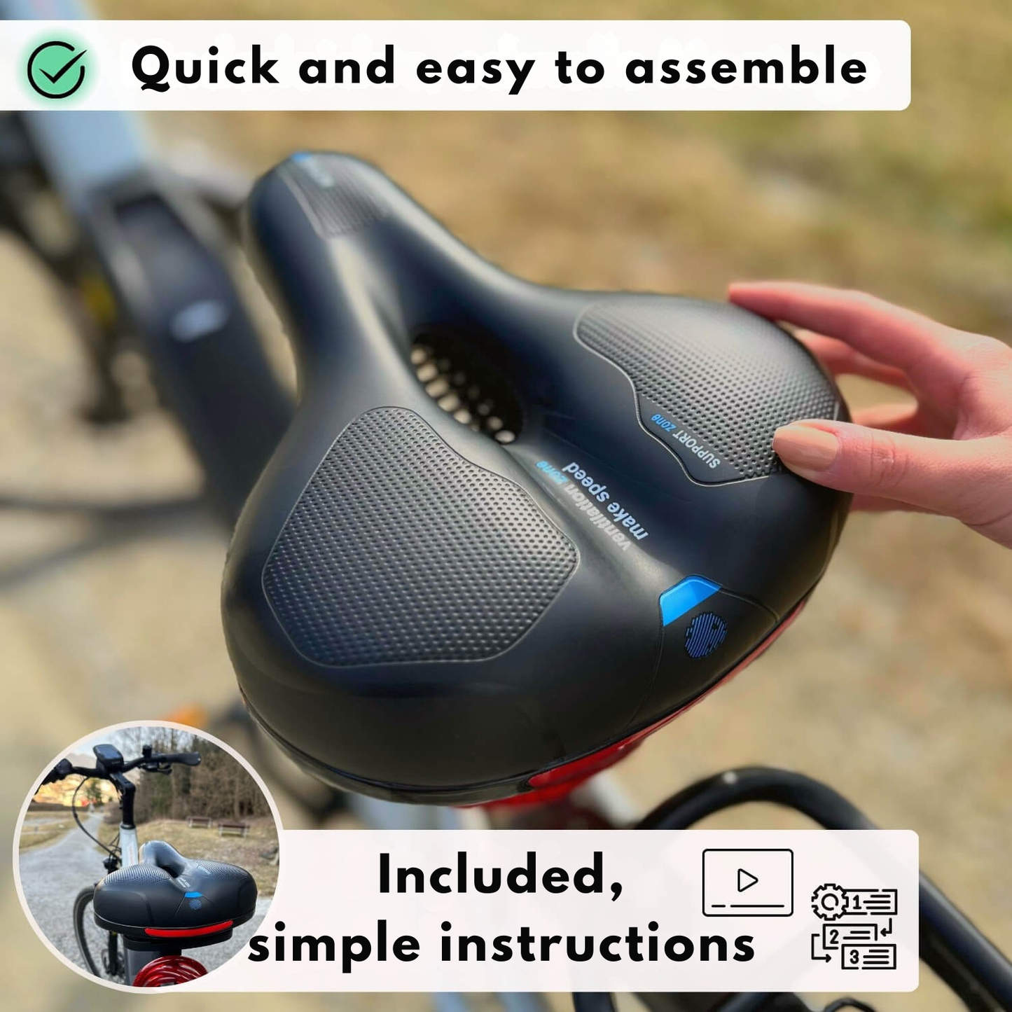 Bicycle Saddle | Ergonomic Comfort | Shock-Absorbing | RideRelief