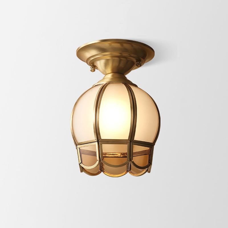 Brass Semi-Flush Mount Ceiling Light - Classic Style - Flower Design - Image 5
