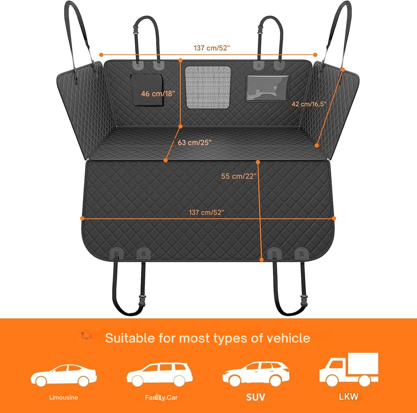 Car Seat Protector for Dogs | Water-Repellent Rear Bench Seat Cover Mat | PawGuard