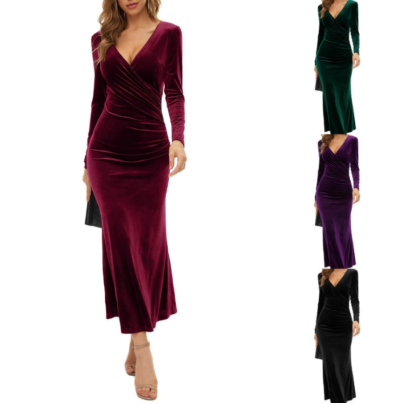 Casual Long-Sleeve V-Neck Dress