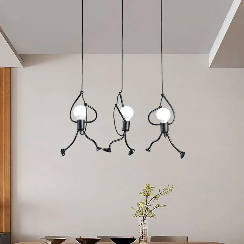 Climbing Man Pendant Light - Black Metal - Modern Creative Hanging Lamp - Image 5