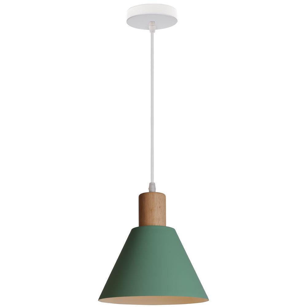 Cone Pendant Light - Modern Wood and Iron Hanging Lamp - Single Light - Image 7