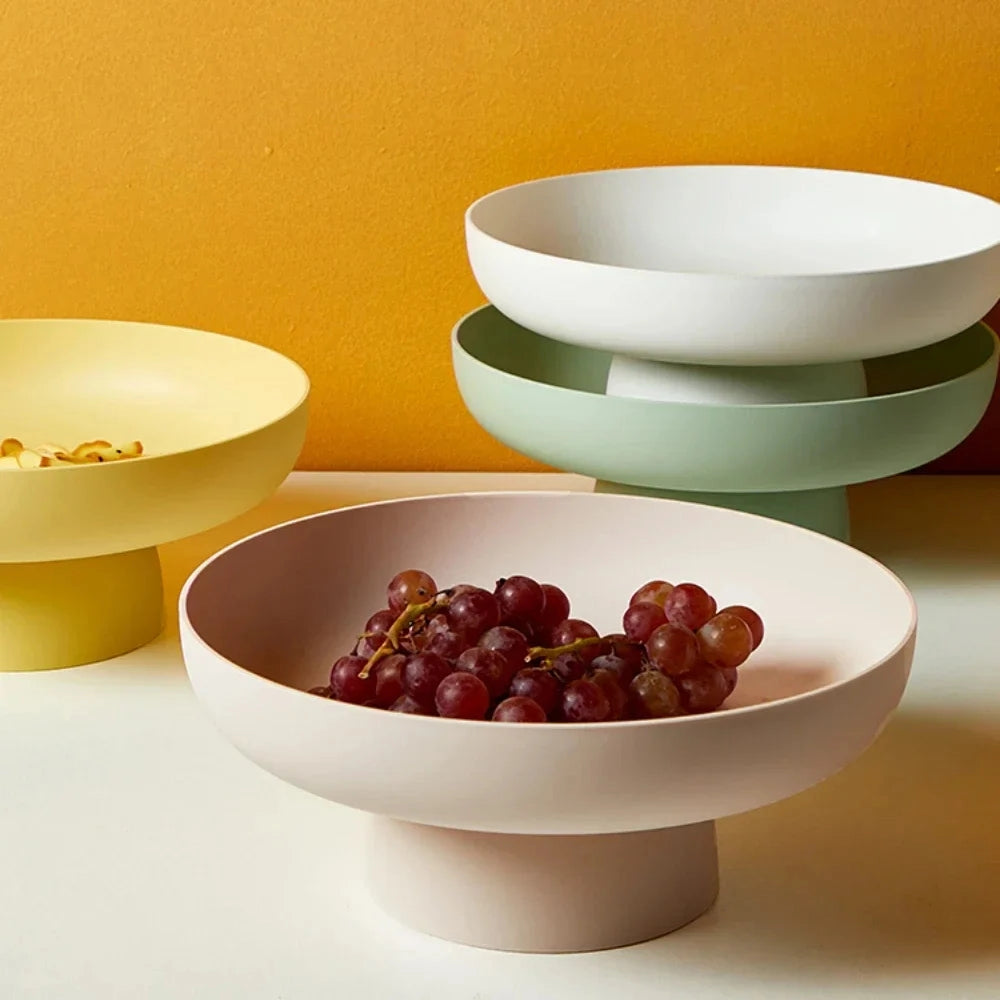Contemporary Pedestal Fruit Bowl with Elevated Base and Wide Interior