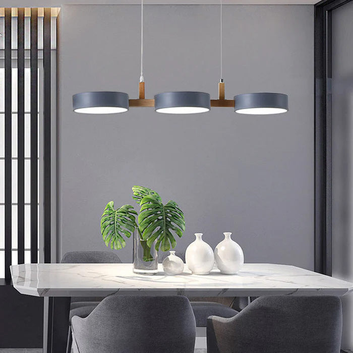 Cylinder Pendant Light - Wooden Accent - Modern Island Lighting for Dining Room - Image 8