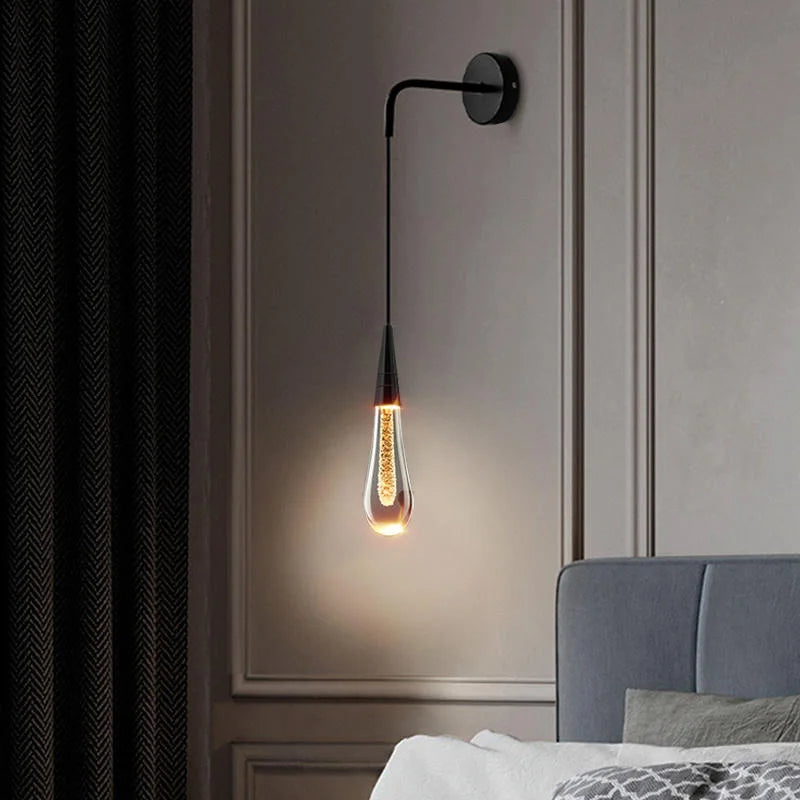 Elegant Glass Raindrop Wall Sconce - Modern LED Lighting - Iron Fixture - Image 5
