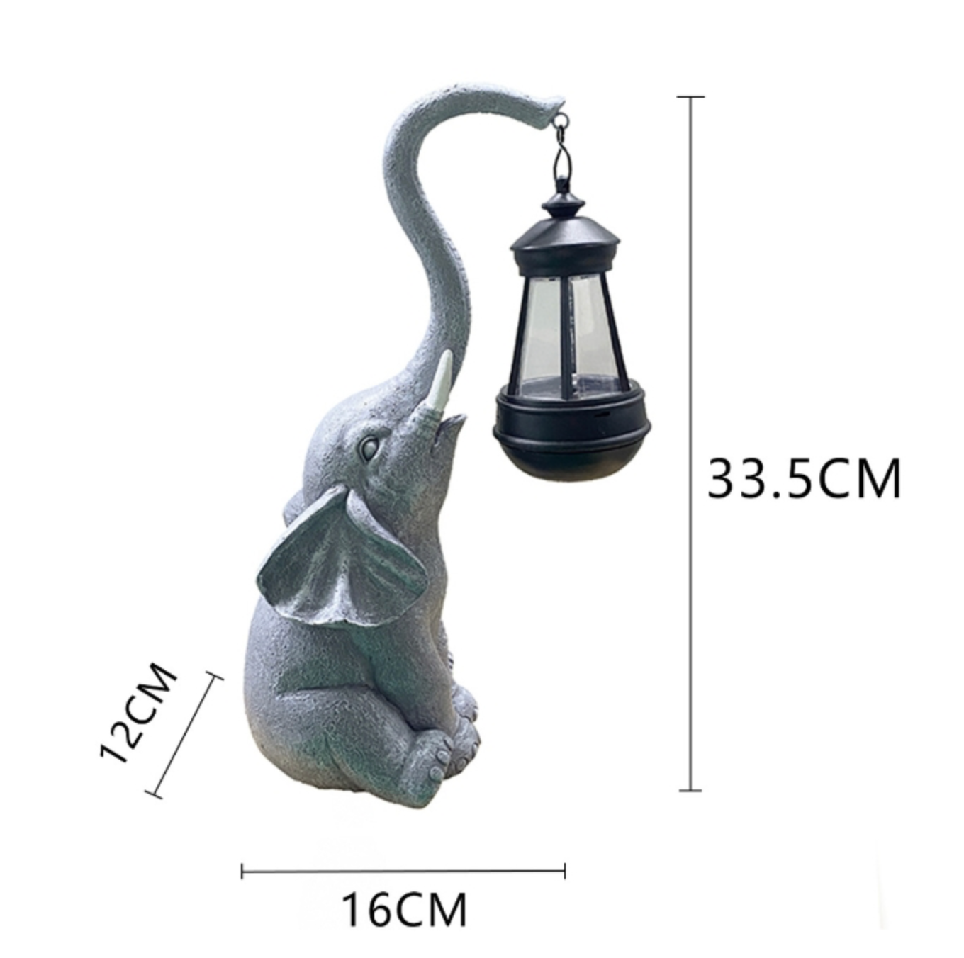Elephant Garden Statue - Solar Lantern - Outdoor Decor - Weather Resistant Resin - Image 5