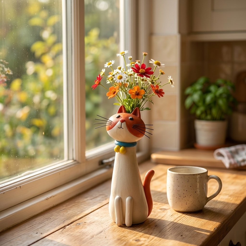 Felina – Handmade Ceramic Cat Flower Vase