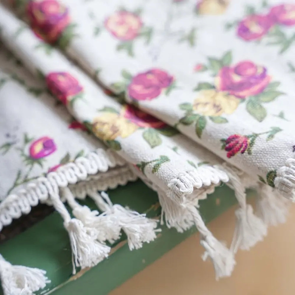 Floral Curtain - Cotton Polyester Blend - Tasseled - Semi-Sheer Window Treatment - Image 5