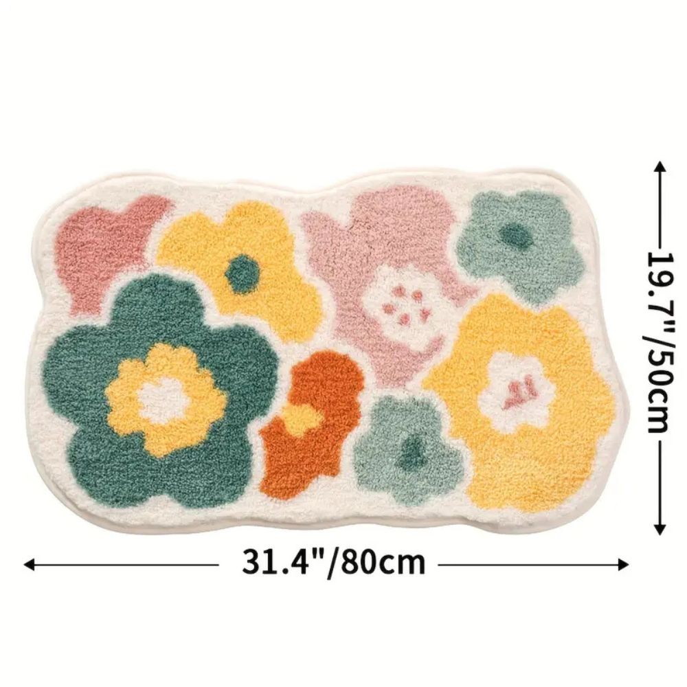 Floral Design Bath Mat - Tufted Microfiber - Absorbent - Stylish Bathroom Rug - Image 13