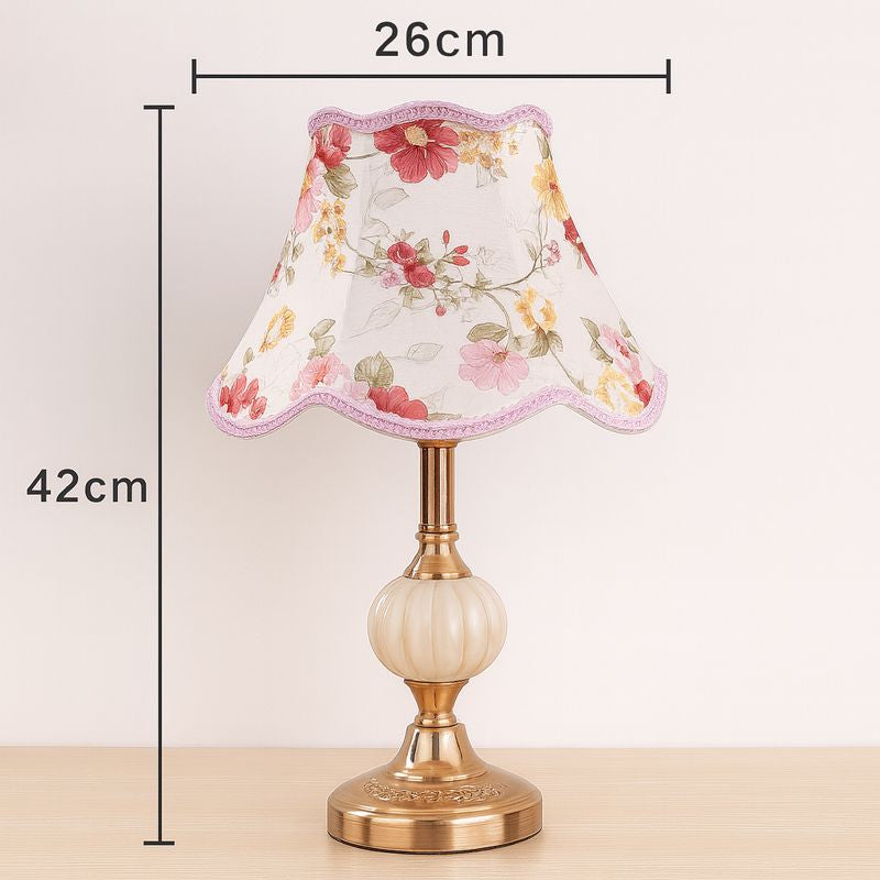 Floral Fabric Table Lamp - Glass Base - Vintage Style - Bedroom Living Room Lamp - Image 5