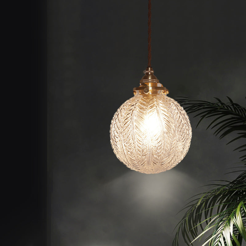 Glass Globe Pendant Light - Leaf Pattern - Modern Style - Hanging Lamp - Image 5