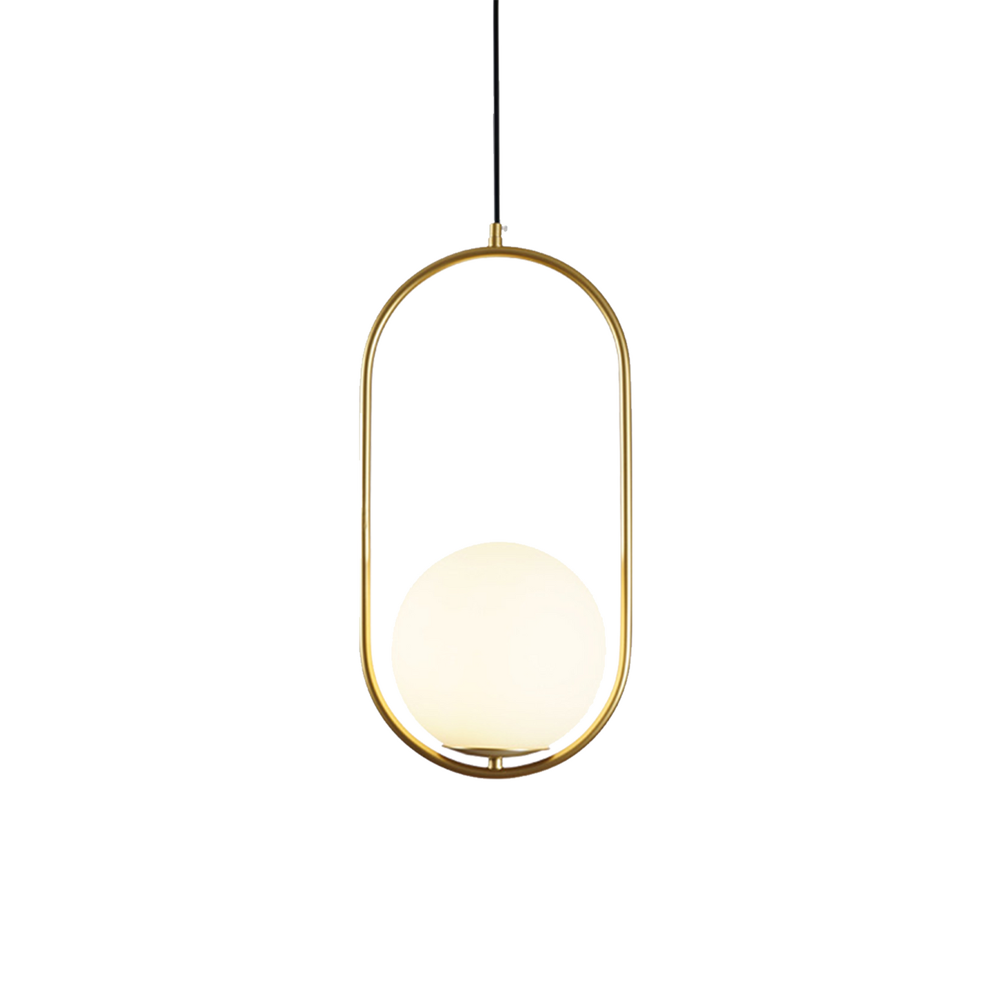 Globe Pendant Light - Brass or Black Metal Frame - Modern Industrial Hanging Lamp - Image 10