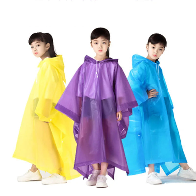 Hooded Kids' Pullover Rain Poncho