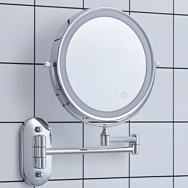 Illuminated Round Mirror - Chrome Finish - Wall Mounted - 3-Color LED - Modern Style - Image 5