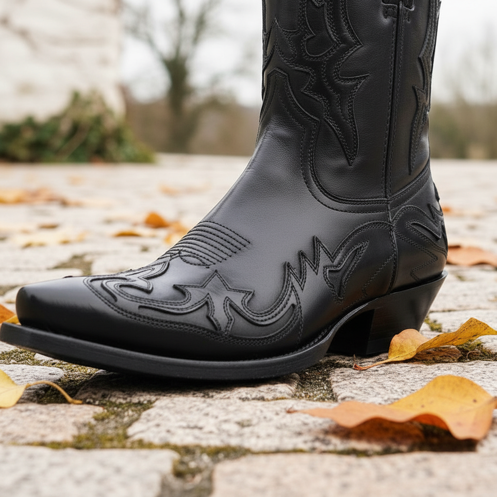 Leather Cowboy Ankle Boots