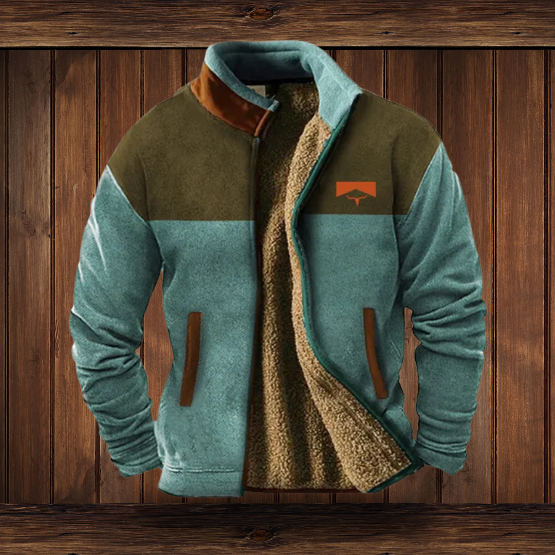 Men's Casual Zip-Up Fleece Jacket with Turn-Down Collar