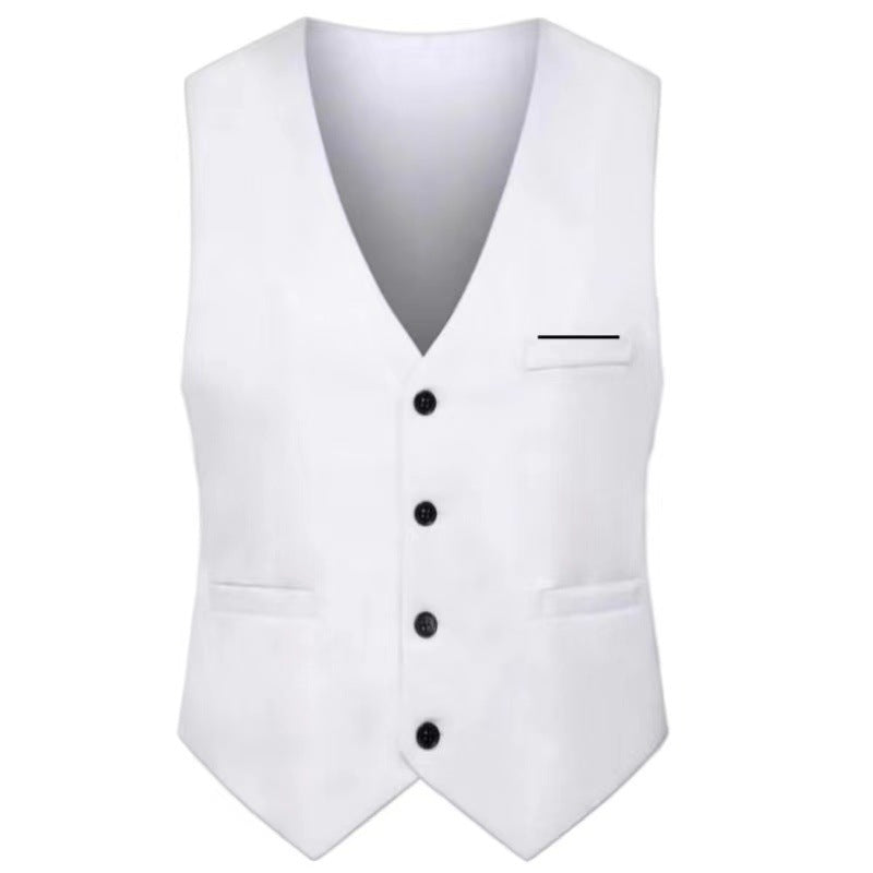 Men's Elegant Satin V-Neck Waistcoat and Slim-Fit Suit Trousers Set