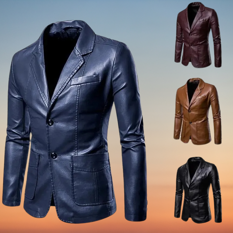 Men's Leather Blazer Jacket