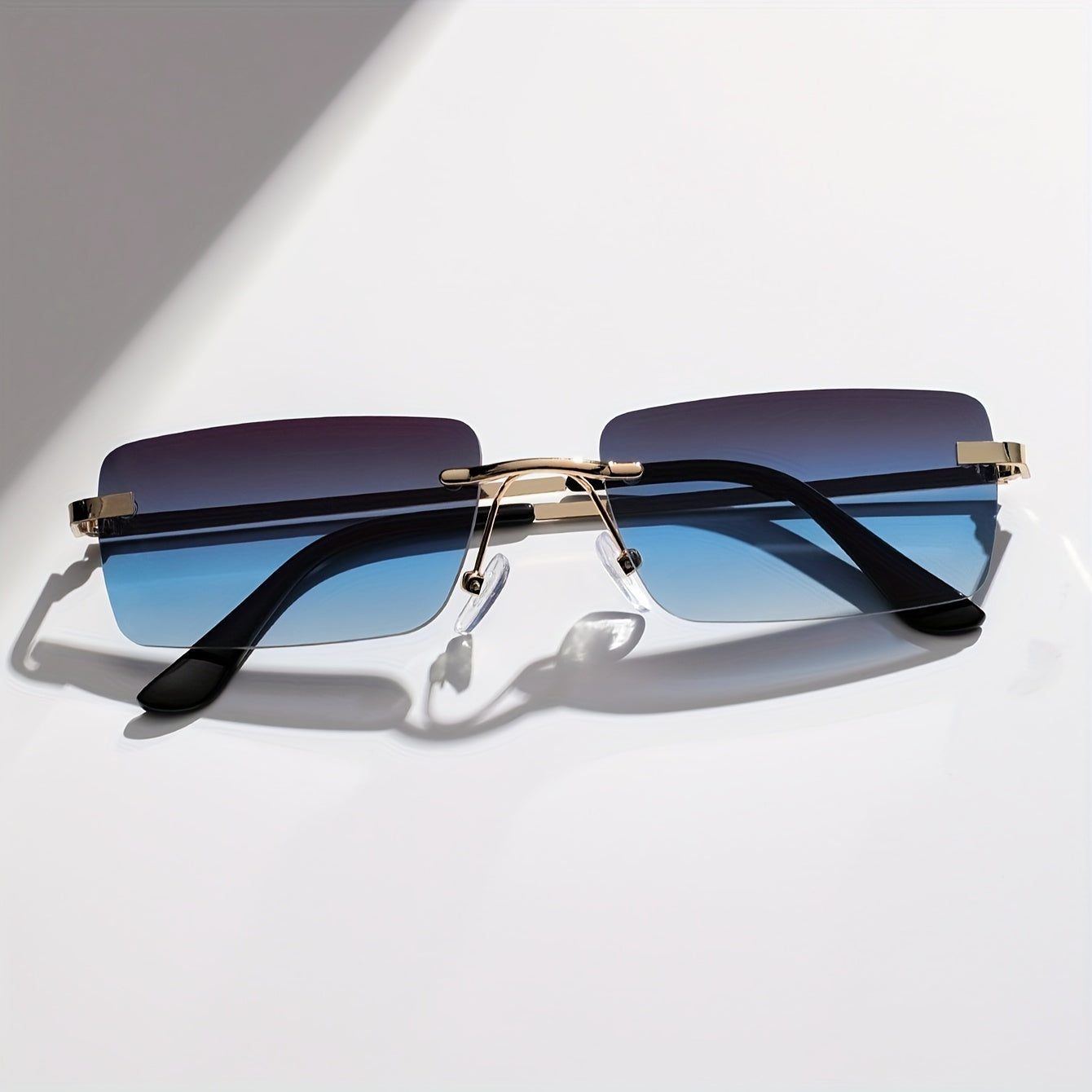Men's Rimless Sunglasses with UV Protection and Lightweight Metal Frame