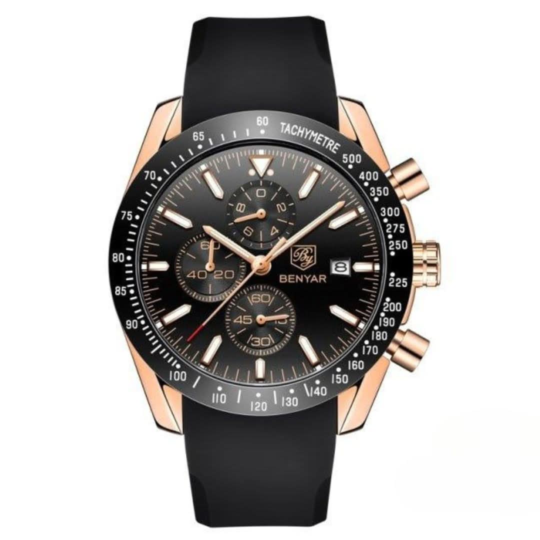 Men’s Waterproof Quartz Watch with Leather Strap