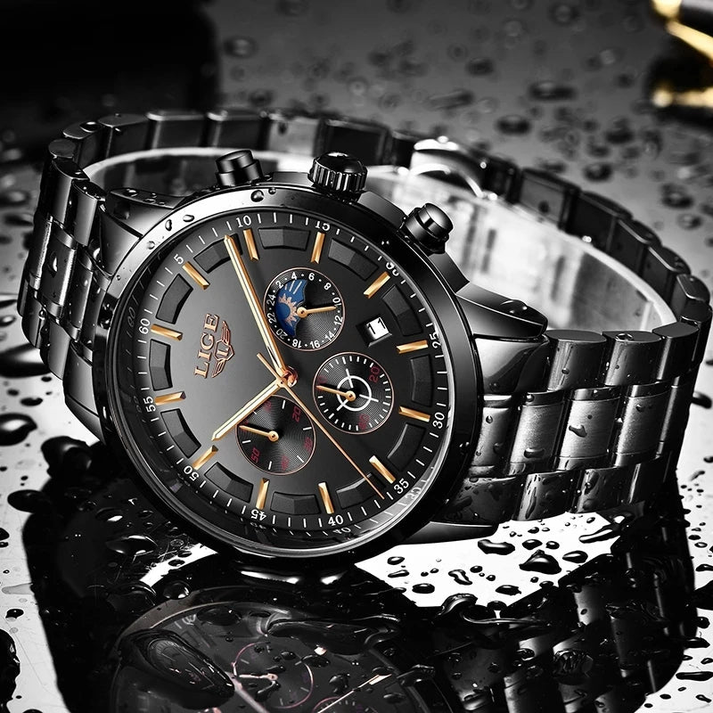 Military Black Steel Watch - Elegant and Stylish