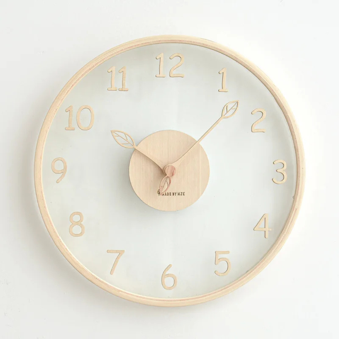 Minimalist Glass Wall Clock - Wooden Frame - Modern Home Decor - Image 5