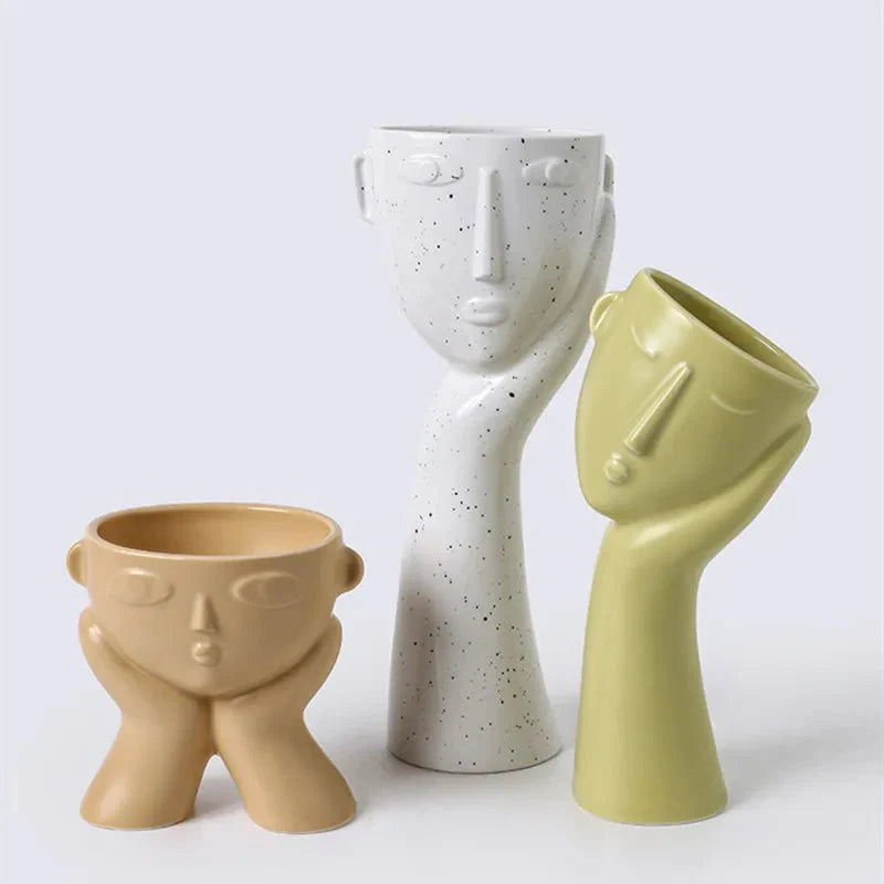 Modern Ceramic Face Vases - Abstract Home Decor - Unique Art Vases - Image 6