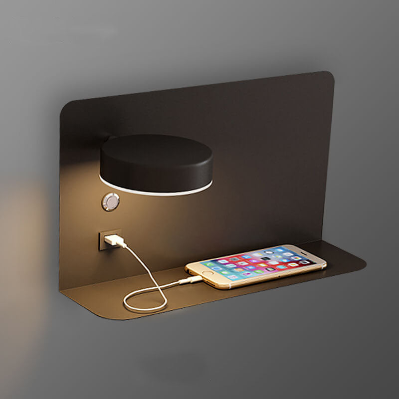 Modern Iron LED Wall Light with USB Shelf - 1-Light - Stylish Bedroom Light - Image 5