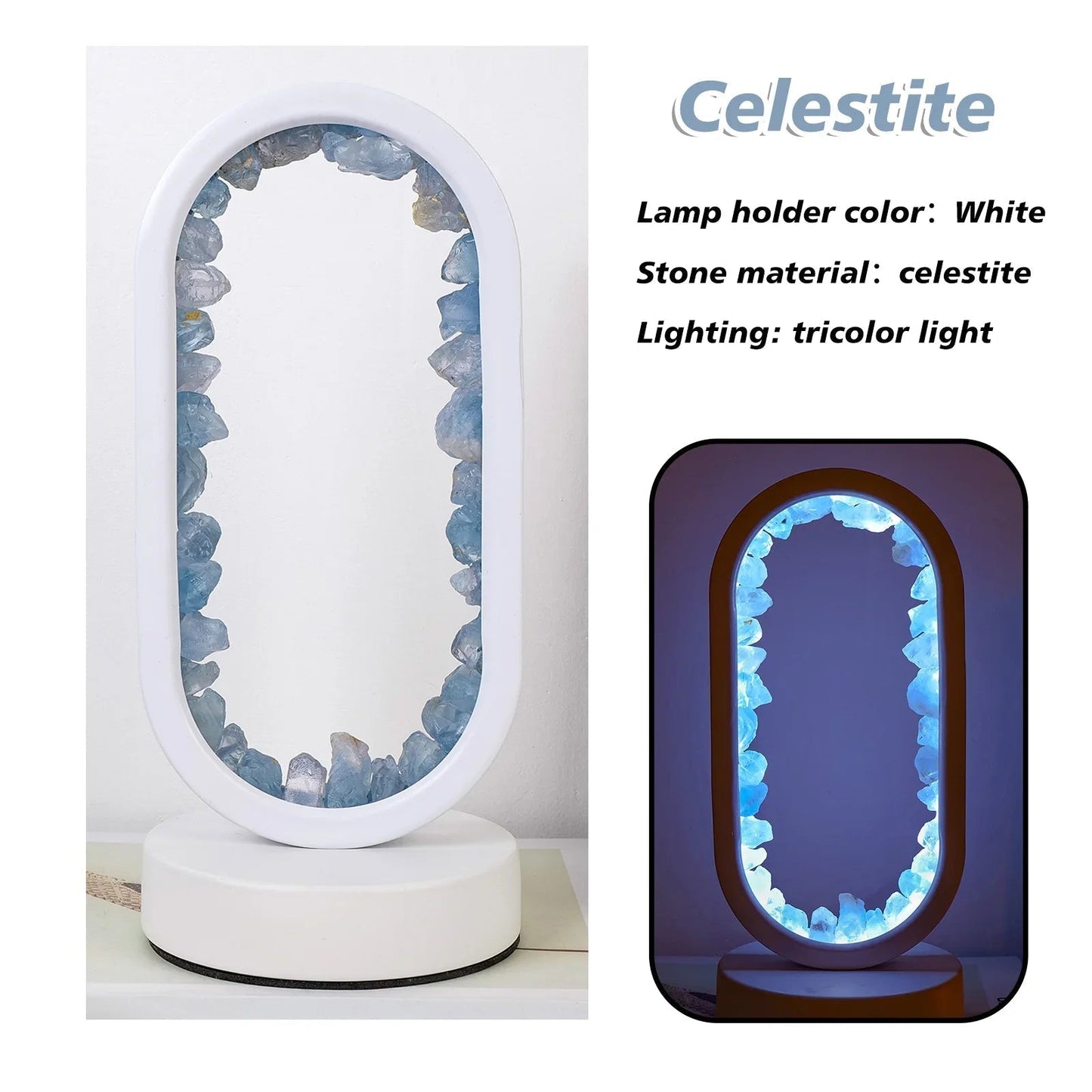 Modern Oval Crystal Table Lamp - LED Accent Light - USB Powered - Image 9