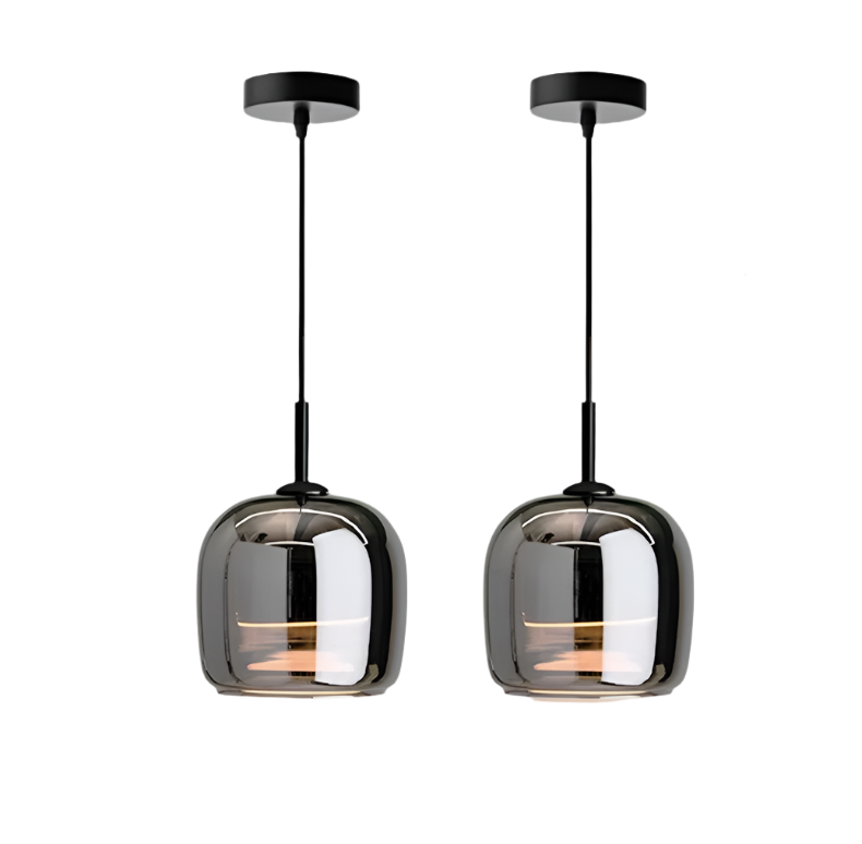 Modern Pendant Light - Smoked Glass - Black Accents - Dining Room Lighting - Image 7