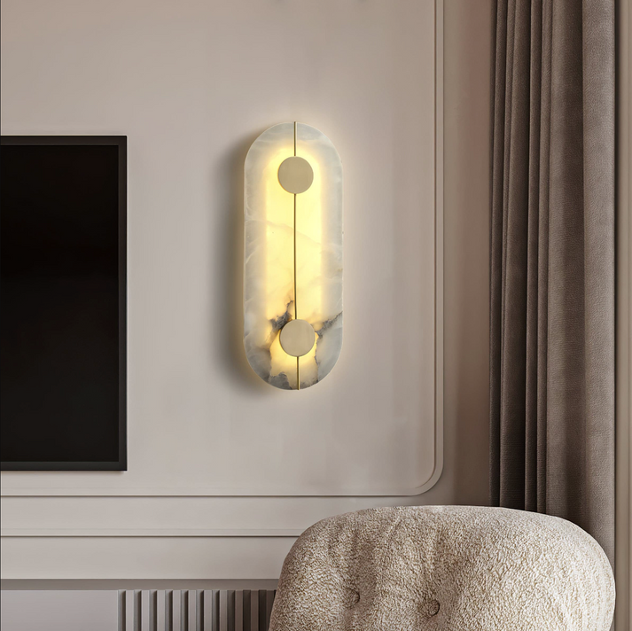 Modern Round Marble Wall Sconce - Gold Accent - Nordic Style LED Light - Image 6