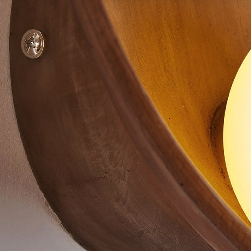Modern Round Wall Lamp - Wood or Plaster - Minimalist Design - Image 5