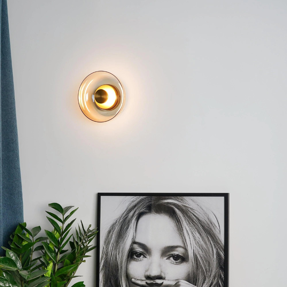 Modern Round Wall Sconce - Glass & Metal - LED Wall Light - Stylish Fixture - Image 5