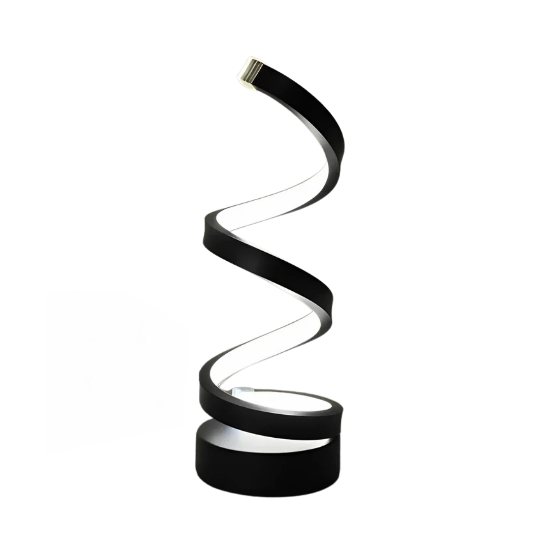 Modern Spiral LED Table Lamp - Black Iron - USB Plug-in - Image 5