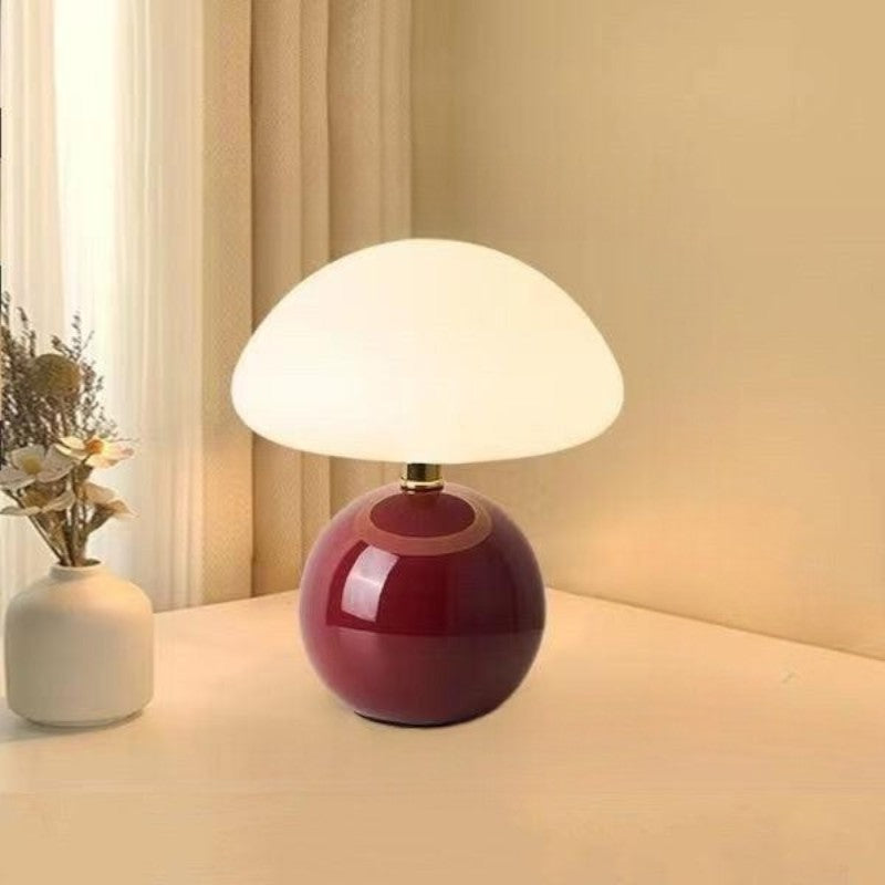 Mushroom Table Lamp - Bauhaus Style - Glass Shade & Ceramic Base - Image 10