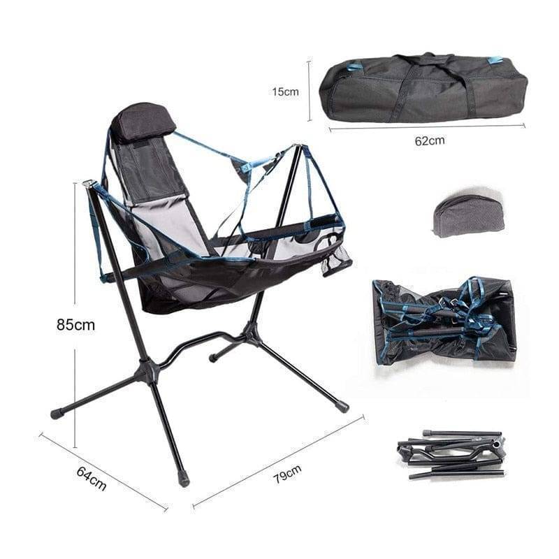 Outdoor Portable Folding Rocking Chair with Pillow for Camping & Fishing