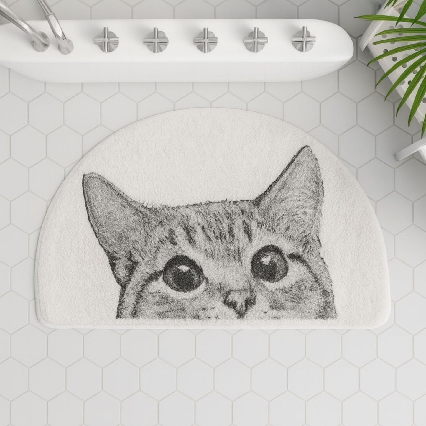 Peeking Cat Bath Mat - Soft Terry Cloth - Novelty Accent Rug - Image 5
