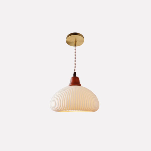 Pleated Ceramic LED Pendant Light - Modern Japanese Style Hanging Lamp - Image 7