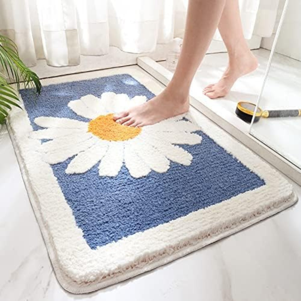 Plush Daisy Bath Mat - Microfiber Rug - Stylish Floral Accent - Image 7