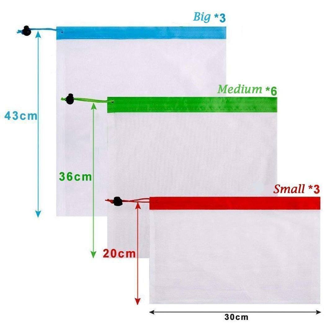 Reusable Breathable Produce Storage Bags - 12 Pack